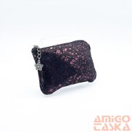   Amnisu fekete / lila pöttyös egy cipzáras bőr kulcstartó a4027