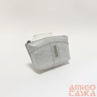   Amnisu ezüst anyagában mintás egy cipzáras egyenes köves bőr kulcstartó e1001