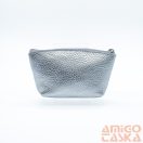 Amnisu ezüst erezett egy cipzáras egyenes köves bőr kulcstartó e1008