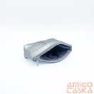 Amnisu ezüst erezett egy cipzáras egyenes köves bőr kulcstartó e1008