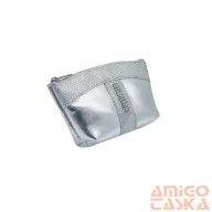   Amnisu ezüst / színes mozaik mintás egy cipzáras egyenes köves bőr kulcstartó e1011-1012