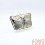   Amnisu arany egy cipzáras egyenes köves bőr kulcstartó e2006