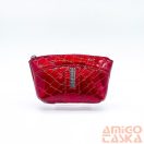 Amnisu piros lakk krokkómintás egy cipzáras egyenes köves bőr kulcstartó e5022