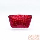 Amnisu piros lakk krokkómintás egy cipzáras egyenes köves bőr kulcstartó e5022