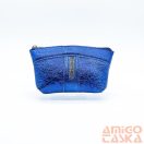 Amnisu metálkék egy cipzáras egyenes köves bőr kulcstartó e6018