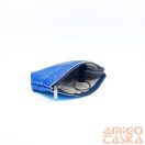 Amnisu metálkék egy cipzáras egyenes köves bőr kulcstartó e6018