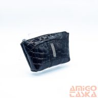   Amnisu barna lakk krokkómintás egy cipzáras egyenes köves bőr kulcstartó e9019