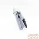 Amnisu fehér lakk krokkómintás / lila pöttyös swarovski egyenesköves tripla cipzáras bőr pénztárca g3013-4027