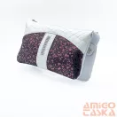Amnisu fehér lakk krokkómintás / lila pöttyös swarovski egyenesköves tripla cipzáras bőr pénztárca g3013-4027