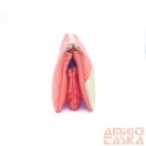 Amnisu korall / fényes arany swarovski egyenesköves tripla cipzáras bőr pénztárca g4019