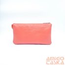 Amnisu korall / fényes arany swarovski egyenesköves tripla cipzáras bőr pénztárca g4019