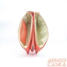 Amnisu korall / fényes arany swarovski egyenesköves tripla cipzáras bőr pénztárca g4019