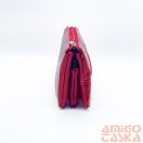 Amnisu piros lakk krokkómintás / erezett swarovski egyenesköves tripla cipzáras bőr pénztárca g5023