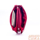 Amnisu piros lakk krokkómintás / erezett swarovski egyenesköves tripla cipzáras bőr pénztárca g5023