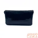 Amnisu fekete gyűrt lakk / erezett / fehér lakk krokkómintás swarovski egyenesköves tripla cipzáras bőr pénztárca g8007-3013