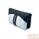 Amnisu fekete gyűrt lakk / erezett / fehér lakk krokkómintás swarovski egyenesköves tripla cipzáras bőr pénztárca g8007-3013