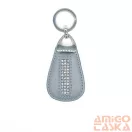 Amnisu fényes szürke swarovski köves bőr kulcstartó h1005