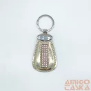 Amnisu hologramos arany ovális kellékes swarovski köves bőr kulcstartó h2002ok