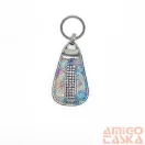 Amnisu ezüst hologramos  swarovski köves bőr kulcstartó h3009
