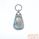 Amnisu ezüst hologramos  swarovski köves bőr kulcstartó h3009