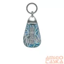 Amnisu színes rózsamintás swarovski köves bőr kulcstartó h3017