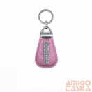 Amnisu metál rózsaszín swarovski köves bőr kulcstartó h4001