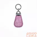 Amnisu metál rózsaszín swarovski köves bőr kulcstartó h4001