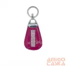 Amnisu magenta lakk swarovski köves bőr kulcstartó h4003
