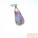 Amnisu színes mintás swarovski köves bőr kulcstartó h4017