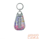 Amnisu színes mintás swarovski köves bőr kulcstartó h4017