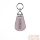 Amnisu rózsaszín swarovski köves bőr kulcstartó h4020