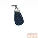 Amnisu fekete / lila pöttyös swarovski köves bőr kulcstartó h4027