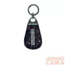Amnisu fekete / lila pöttyös swarovski köves bőr kulcstartó h4027