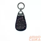 Amnisu fekete / lila pöttyös swarovski köves bőr kulcstartó h4027