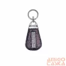 Amnisu metál barna krokkómintás swarovski köves bőr kulcstartó h4029
