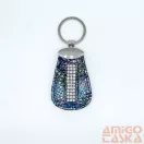 Amnisu kék kígyómintás ovális kellékes swarovski köves bőr kulcstartó h6010ok