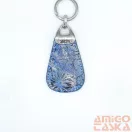 Amnisu kék virágmintás swarovski köves bőr kulcstartó h6017