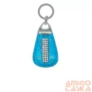 Amnisu türkiz lakk krokkómintás swarovski köves bőr kulcstartó h6020