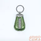 Amnisu metál zöld ovális kellékes swarovski köves bőr kulcstartó h7008ok