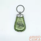 Amnisu metál zöld ovális kellékes swarovski köves bőr kulcstartó h7008ok