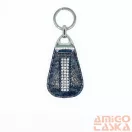 Amnisu sötétszürke párducmintás swarovski köves bőr kulcstartó h8022
