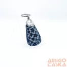 Amnisu ezüst / fekete virág mintás swarovski köves bőr kulcstartó h8029