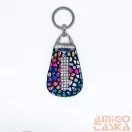 Amnisu színes mozaik mintás swarovski köves bőr kulcstartó h8030