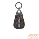 Amnisu barna / bronz mintás swarovski köves bőr kulcstartó h9002