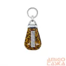 Amnisu barna párducmintás lakk swarovski köves bőr kulcstartó h9020