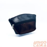   Amnisu fekete  / barna mintás kettő cipzáras női bőr neszeszer i8004