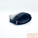 Amnisu fekete lakk kígyómintás / ezüst kettő cipzáras női bőr neszeszer i8023