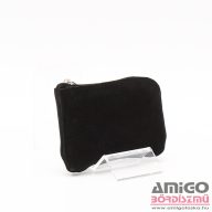 Amnisu fekete velúr egy cipzáras bőr kulcstartó a8019