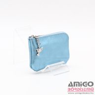 Amnisu fényes világoskék egy cipzáras bőr kulcstartó