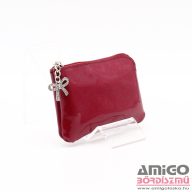 Amnisu magenta lakk egy cipzáras bőr kulcstartó a4003